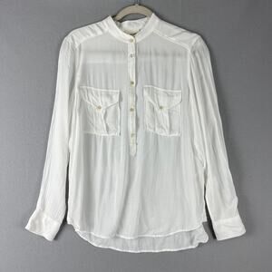 Aritzia Wilfred Free Top Womens Small Ivory Sheer Blouse Long Sleeve Classic